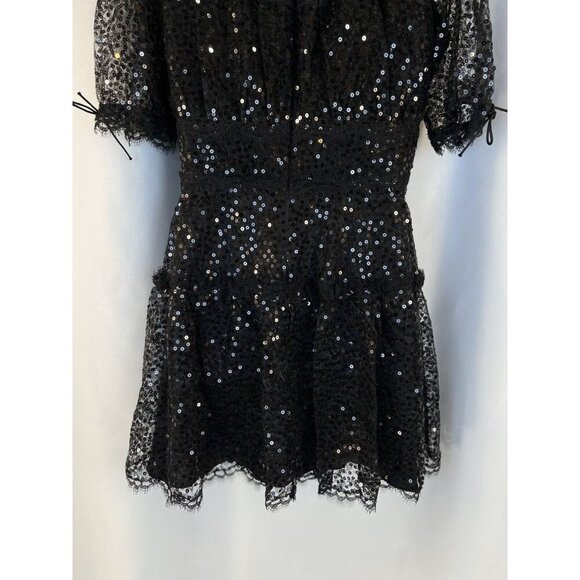 NWT Jonathan Simkhai Sequin Lace Mesh Mini Dress In Black Lace $745 - Picture 9 of 15
